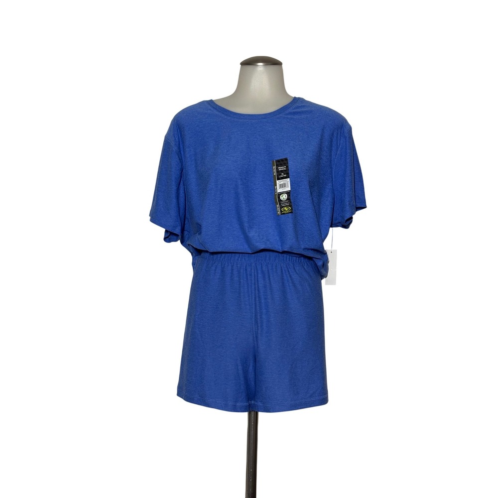 Athletic Works 2-Piece Set Women XL Blue Heather Tee Shorts Moisture Wicking NEW - Picture 1 of 14